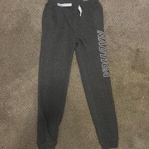 Nautica Dark Gray Logo Jogger Sweatpants with White Drawstring